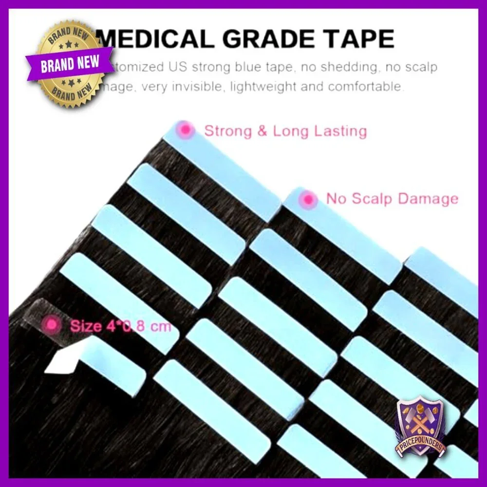 20 Inch Tape In Hair Extensions 100% Remy Human Hair 20 Pieces Straight